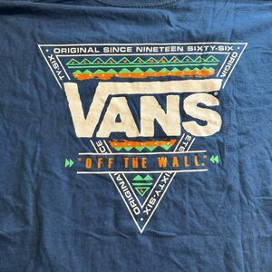 Vans Off The Wall Mens Large Blue Graphic Logo Skate Cotton T-Shirt